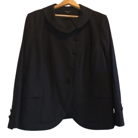 Semantiks Jackets & Blazers - Semantiks 16W Black‎ Wool Blazer Asymmetric Drape Collar Jacket Plus Size